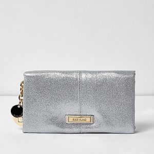 Silver glitter soft foldover purse