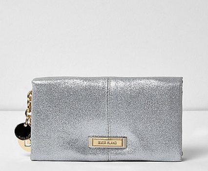 Silver glitter soft foldover purse