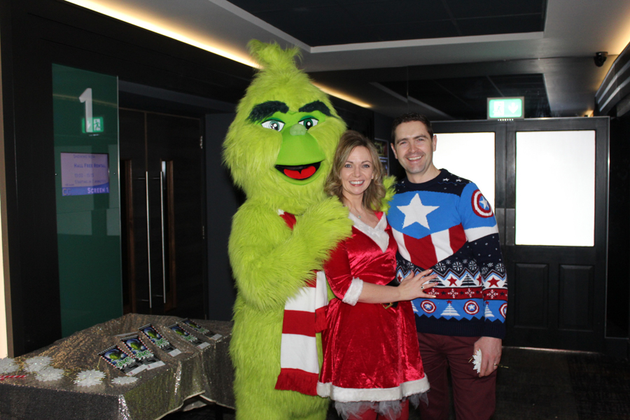 Maria and Emmet Rushe with Mr Grinch at #RushetoRaise 2019 in Century Complex Letterkenny
